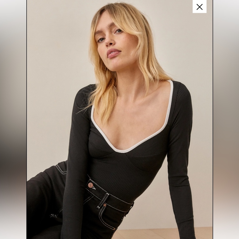 Reformation Elie Knit Top Black/white - Size S